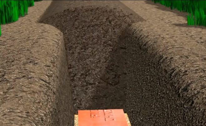 Изкопът е запълнен с малък туберкул за марж по време на свиване