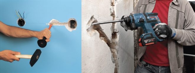 Длене с длето и перфоратор