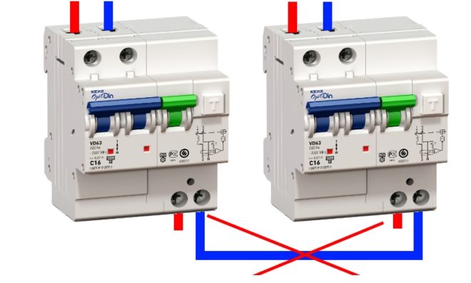 Неправилна връзка за натоварване към difavtomat